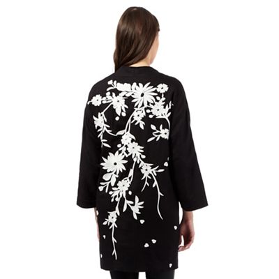 Preen/EDITION Black floral embroidered back kimono